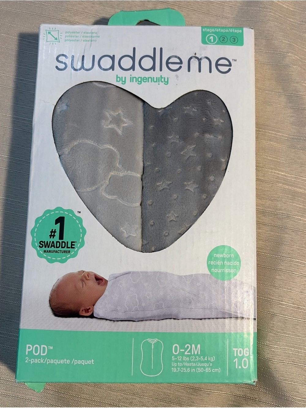 SwaddleMe by Ingenuity Newborn Pod 2-Pack - White and Teal